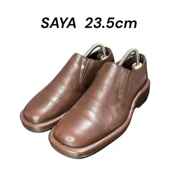 SAYA 사야 천연 가죽 슬립온 사이드 고어 브라운 23.5cm
