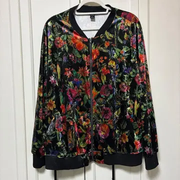 shein 빈티지풍 꽃무늬 플라워 벨로아 자켓 화려한 컬러풀
