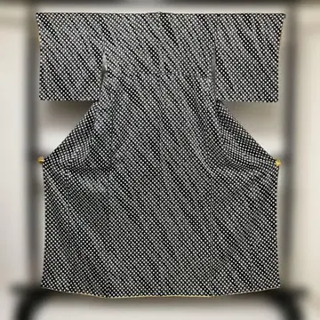 No.2860 순수 실크 블랙 총 조임 기하학 코몬 새상품급