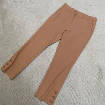 베이지 슬랙스 S 사이즈 꽃무늬 버튼 포함