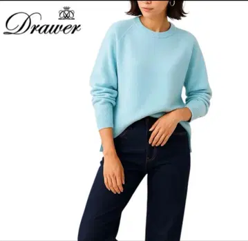 새상품급 드로어 drawer7g 캐시미어 스웨터 민트 블루