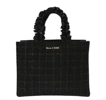 택 포함 미사용 새상품 Maison de FLEUR 트위드 스퀘어 토트백