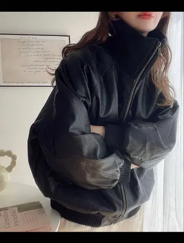 [ Java 자바 콜라보 ] 리브 터틀 페이크 가죽 자켓