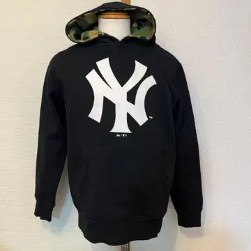 Majestic 양키스 로고 후드티 L 블랙 카모플라쥬 후드