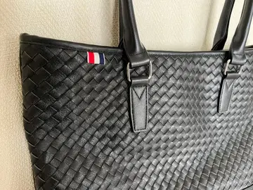 beams 블랙 뜨개질 토트백 트리콜로르 로고