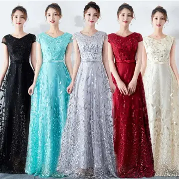 스팽글 자수 롱 드레스 M