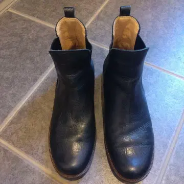 새상품급 하루타 HARUTA 블랙 가죽 사이드 고어 부츠