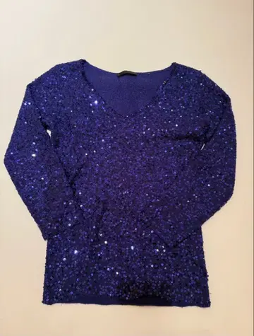 Donna Karan 스팽글 긴팔 니트 보라색