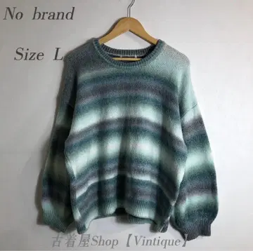 그린 계열 그라데이션 니트 스웨터 긴팔 루즈핏 가을/겨울 여성용