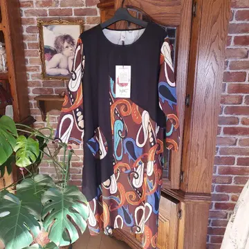 158C 추상 무늬 원피스 택 포함 새상품