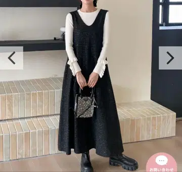 [ 미사용 새상품 ] 벌스데이 바쉬 스팽글 트위드 원피스 맥시 길이