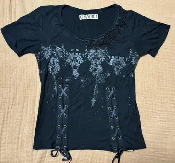 GRAMMI 꽃무늬 프린트 반팔 T셔츠 블랙