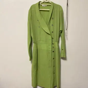 라이트 그린 더블 브레스트 셔츠 원피스