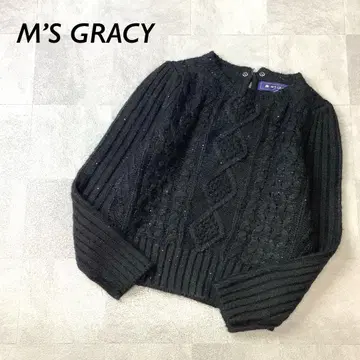 M'S GRACY 스팽글 장식 패턴 편직 니트 블랙