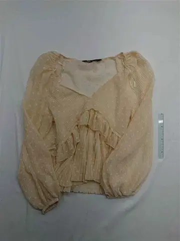 자라 플리츠 프릴 블라우스 베이지 계열 XS 여성용