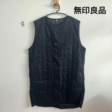 무인양품 카포크 혼방 솜 롱베스트 여성 XXL 블랙