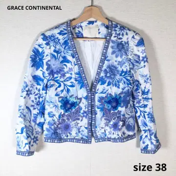 상태 좋음 그레이스 콘티넨탈 자켓 스팽글 꽃무늬 size 38