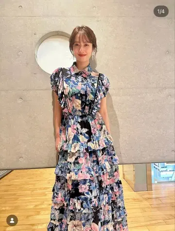 플라워 프린트 슬리브리스 롱 원피스