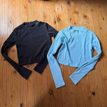 X-girl 터틀 2세트 블랙 스카이블루 미니 기장