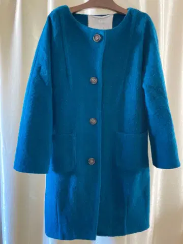 피그 런던 fig London 노카라 코트 새상품급 피콕 그린