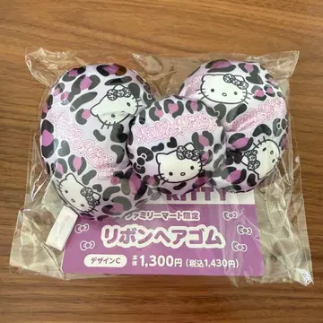 훼미리마트 한정판 헬로키티 리본 머리끈 레오파드 무늬