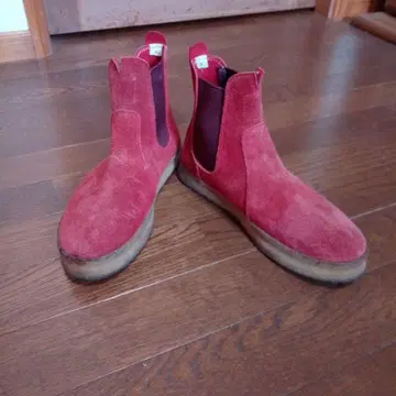 DOUBLE 빨간색 스웨이드 사이드 고어 부츠 약 26cm
