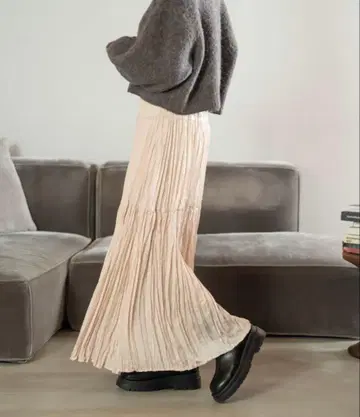 인기 [hinari] 히나리 빈티지 새틴 와셔 스커트 / 아이보리