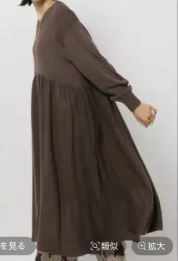 niko and - 모듬 길이 크루넥 원피스 브라운 Long