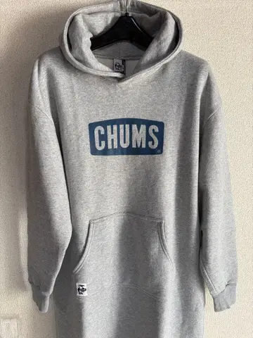 [컨디션 최상] CHUMS 참스 로고 맨투맨 후드티 원피스 그레이 L