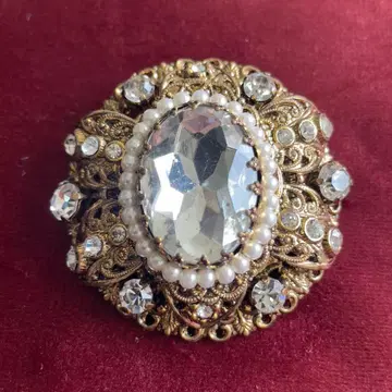 [ 18 ] 앤티크풍 브로치 클리어 스톤 빈티지