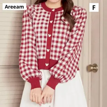 [미사용 새상품] Areeam 디즈니 체크 무늬 니트 가디건