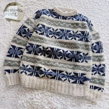 에콰도르제 노르딕 눈꽃 핸드 니트 에콰도르 니트 스웨터
