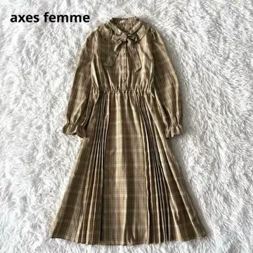 엑시즈팜 원피스 체크 리본 프릴 플리츠 kawaii