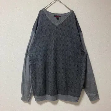 빈티지 00s Y2K 니트 체크 V넥 구제 의류 빈티지