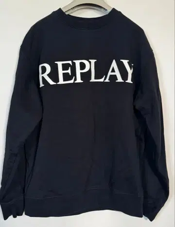 [ REPLAY ] 리플레이 블랙 로고 맨투맨 트레이닝복 M