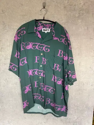 BOTT 22ss 그린 컬러 보라색 로고 셔츠
