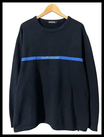 TA22 G2 XL 쿠티 라인 테이프 자수 로고 맨투맨 블랙