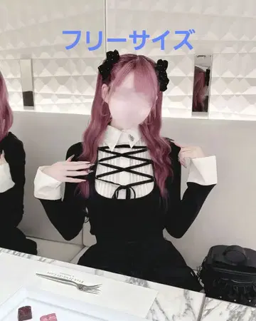 미셸 마카롱 허니 뮤우 레이스업 도킹 상의 프리 사이즈 블랙