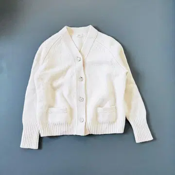 이에나 울 캐시미어 아쿠아 V넥 가디건