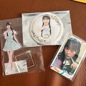 AKB48 사토 아야세 아크릴 스탠드 캔뱃지 트레이딩 카드 3종 세트