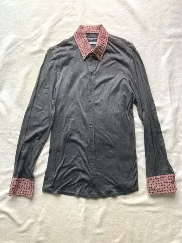 돌체앤가바나 GOLD 스트레치 절개 셔츠 그레이 15 1/4