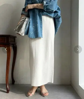 리브 니트 타이트 스커트 DouDou