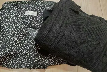 [ 12/22처분 ] 니트+원피스 세트 롱 기장 블랙