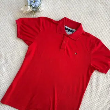 TOMMY HILFIGER 레드 피케 셔츠 L