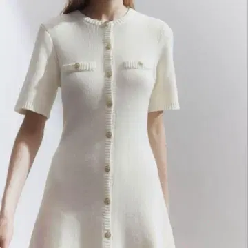 H&M 프론트 버튼 리브 니트 원피스