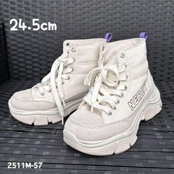 인기 NERDY 하이컷 스니커즈 통굽 화이트 24.5