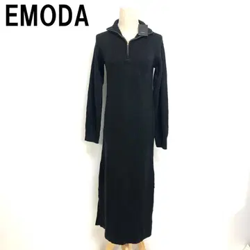 A7390 택 포함 새상품 에모다 니트 원피스 아크릴 롱 블랙 F