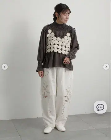 사만사 모스모스 츠하루  모티브 자수 팬츠 오프