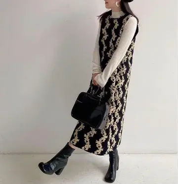 [ 새상품급 ] blanks 자카드 원피스 S 사이즈 블랙