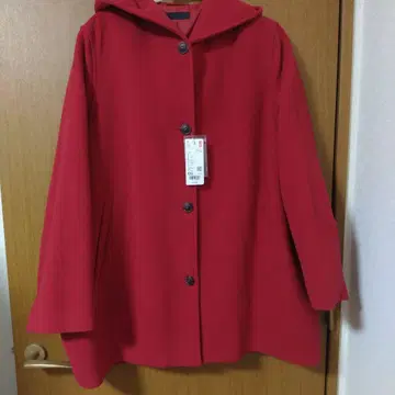 UNIQLO 후드 부착 레드 숏코트 XXL